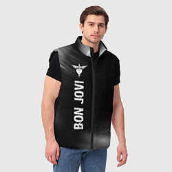 Мужской жилет Bon Jovi glitch на темном фоне по-вертикали, цвет: 3D-черный — фото 2