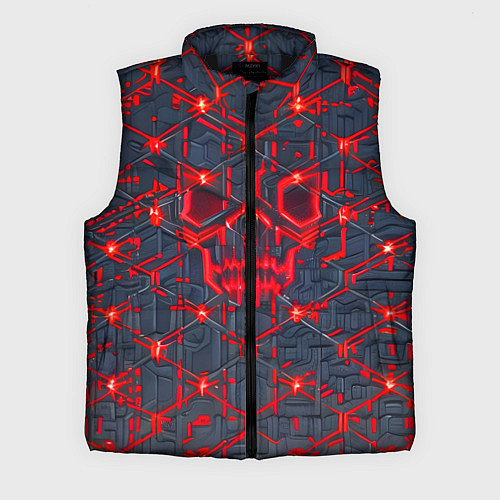 Мужской жилет Красная неоновая сеть / 3D-Черный – фото 1