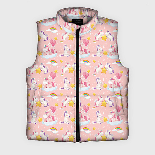 Мужской жилет Единороги паттерн праздник / 3D-Светло-серый – фото 1