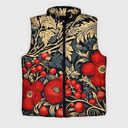 Мужской жилет Новогодние ягодки и узоры / 3D-Черный – фото 1