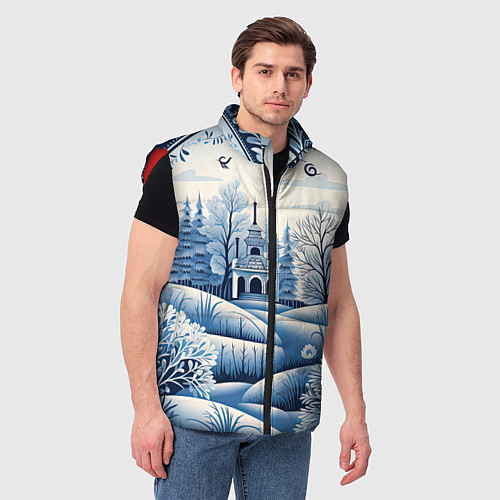 Мужской жилет Пушистые завитки / 3D-Красный – фото 3