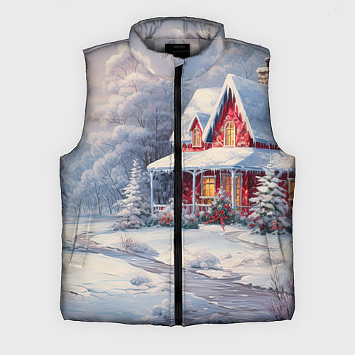 Мужской жилет Новогодний снежный дом / 3D-Светло-серый – фото 1
