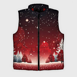 Мужской жилет Зимний берег реки с деревьями и льдом