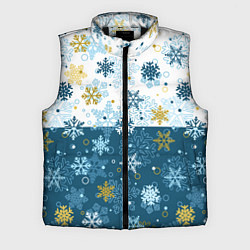 Мужской жилет Снежинки новогодние, цвет: 3D-черный