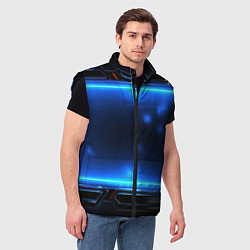 Мужской жилет Синий неоновый экран, цвет: 3D-черный — фото 2