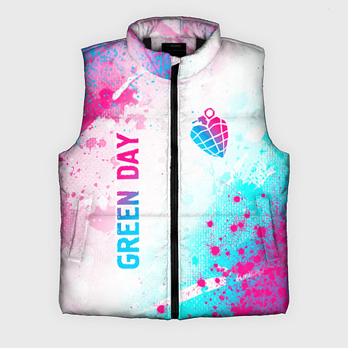 Мужской жилет Green Day neon gradient style вертикально / 3D-Черный – фото 1