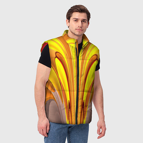 Мужской жилет Вытянутые желтые полосы / 3D-Красный – фото 3