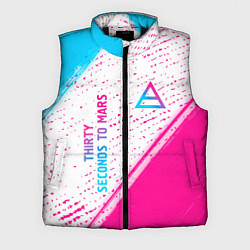 Мужской жилет Thirty Seconds to Mars neon gradient style вертика, цвет: 3D-черный