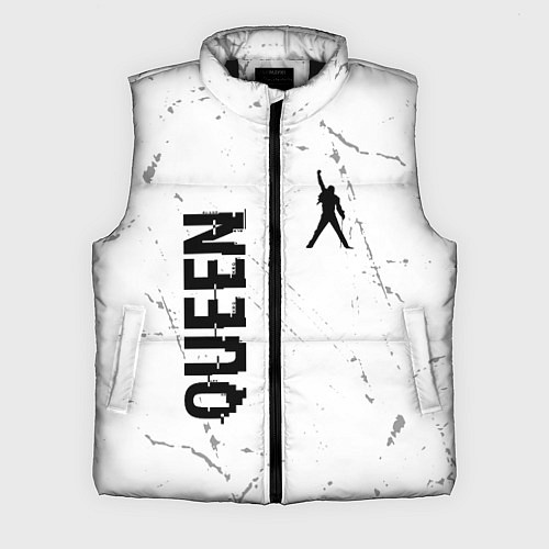 Мужской жилет Queen glitch на светлом фоне вертикально / 3D-Черный – фото 1