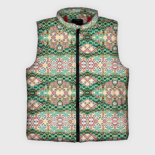 Мужской жилет Орнамент зеленый мелкий икат / 3D-Красный – фото 1