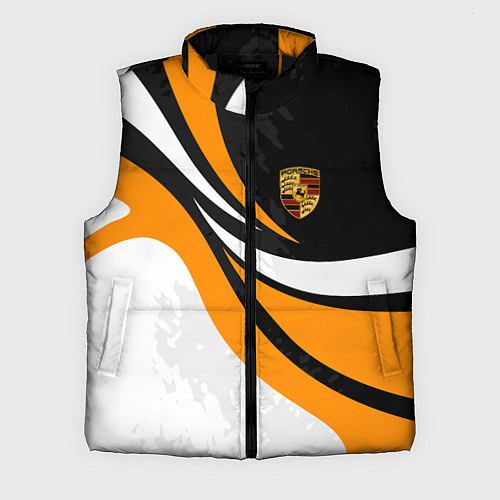 Мужской жилет Porsche - Оранжевая абстракция / 3D-Черный – фото 1