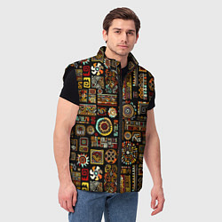 Мужской жилет Африканский этнический орнамент, цвет: 3D-черный — фото 2