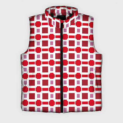 Мужской жилет Красные кирпичики и белые полосы / 3D-Черный – фото 1