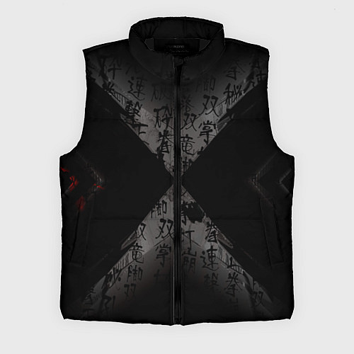 Мужской жилет Японские иероглифы текстуры / 3D-Черный – фото 1