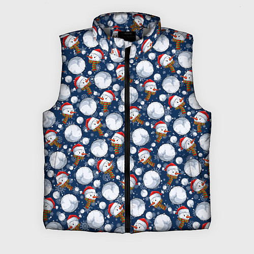 Мужской жилет Весёлые снеговики - паттерн / 3D-Светло-серый – фото 1