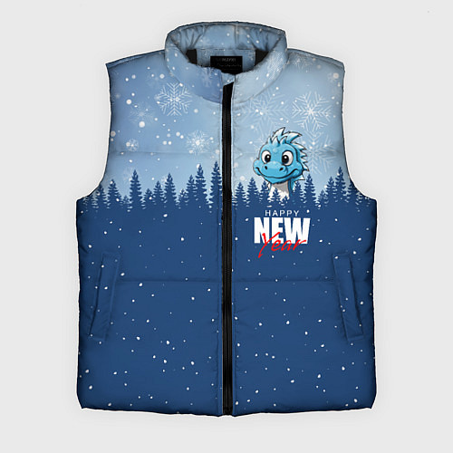 Мужской жилет Дракон в зимнем лесу / 3D-Черный – фото 1