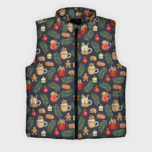 Мужской жилет Новогодние напитки / 3D-Светло-серый – фото 1