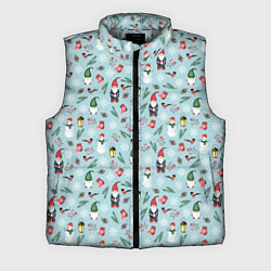 Мужской жилет Новогодние акварельные гномы, цвет: 3D-светло-серый