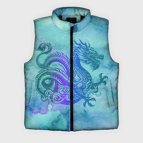 Мужской жилет Бирюзовый дракон узор / 3D-Черный – фото 1
