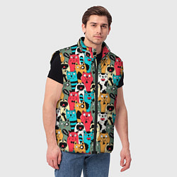 Мужской жилет Мультяшные коты, цвет: 3D-черный — фото 2