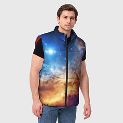 Мужской жилет Оранжевая небула космос, цвет: 3D-красный — фото 2
