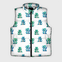 Мужской жилет Дракончики зеленые и синие - паттерн акварельный