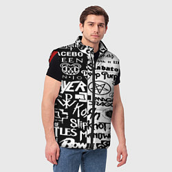 Мужской жилет Логотипы лучших групп черно белый, цвет: 3D-красный — фото 2
