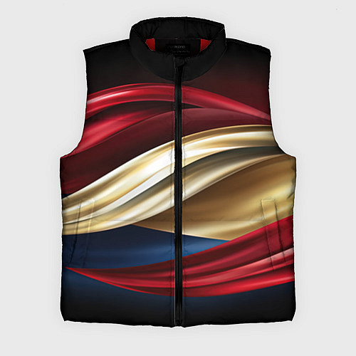 Мужской жилет Золотые и красные волны абстракции / 3D-Красный – фото 1