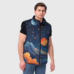 Мужской жилет Нарисованный космос, цвет: 3D-черный — фото 2