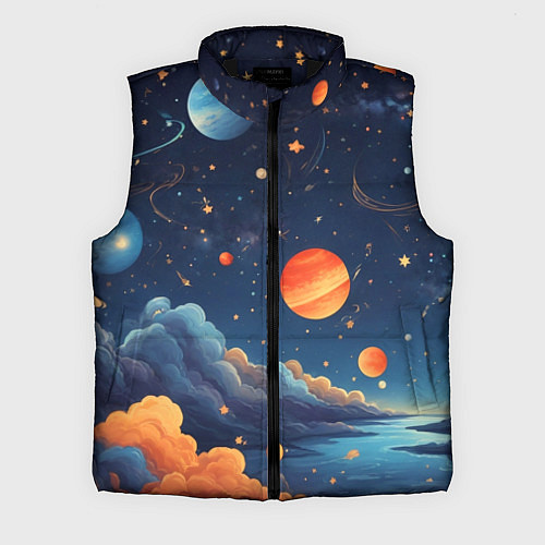 Мужской жилет Нарисованный космос / 3D-Черный – фото 1