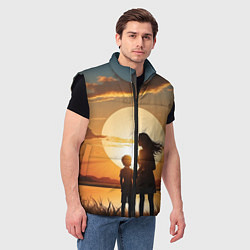 Мужской жилет Мать и дитя на закате, цвет: 3D-черный — фото 2