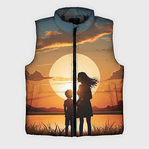 Мужской жилет Мать и дитя на закате / 3D-Черный – фото 1