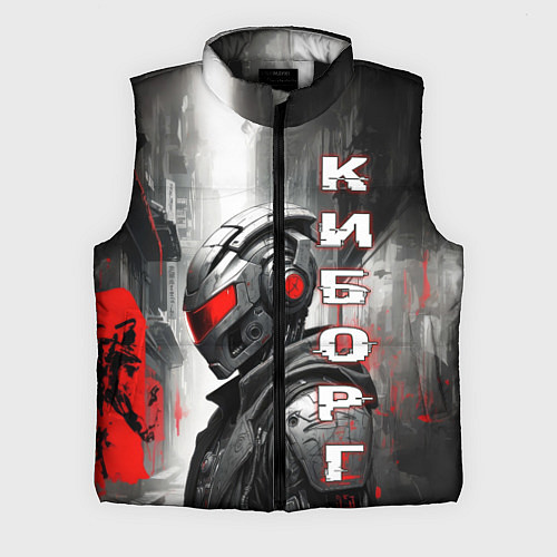 Мужской жилет Киборг с красным забралом / 3D-Черный – фото 1