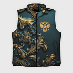 Мужской жилет Герб России и бирюзовый фон