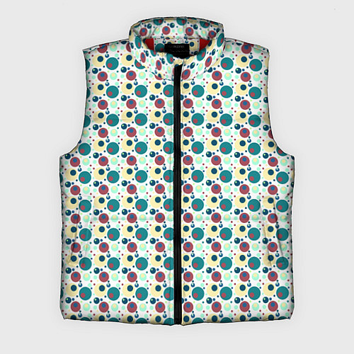 Мужской жилет Паттерн кружочки жёлто-красно-зелёный / 3D-Красный – фото 1