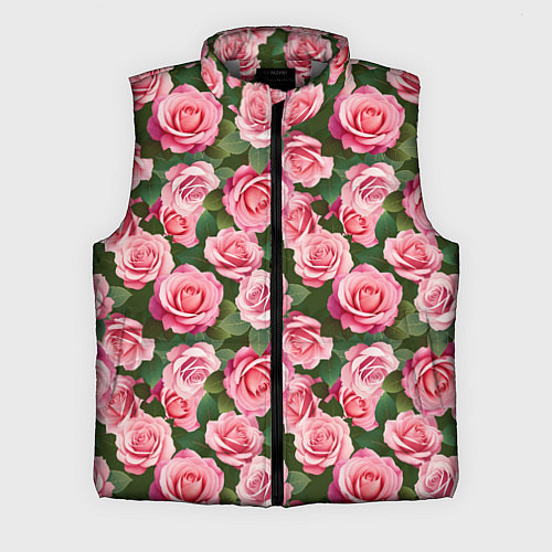 Мужской жилет Розовые розы паттерн / 3D-Светло-серый – фото 1