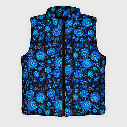 Мужской жилет Новогодняя гжельская роспись чёрный фон / 3D-Светло-серый – фото 1