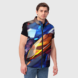 Мужской жилет Прозрачные блестящие камни, цвет: 3D-черный — фото 2