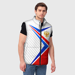 Мужской жилет Герб РФ - классические цвета флага, цвет: 3D-черный — фото 2