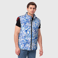Мужской жилет Гжельская роспись на белом фоне, цвет: 3D-красный — фото 2