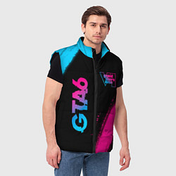 Мужской жилет GTA6 - neon gradient вертикально, цвет: 3D-черный — фото 2