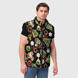 Мужской жилет Ёлочные игрушки и ёлки, цвет: 3D-черный — фото 2