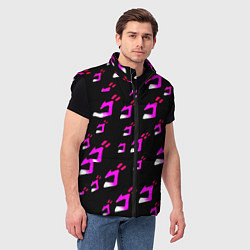 Мужской жилет JoJos Bizarre neon pattern logo, цвет: 3D-черный — фото 2