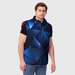 Мужской жилет Синяя геометрическая абстракция, цвет: 3D-красный — фото 2