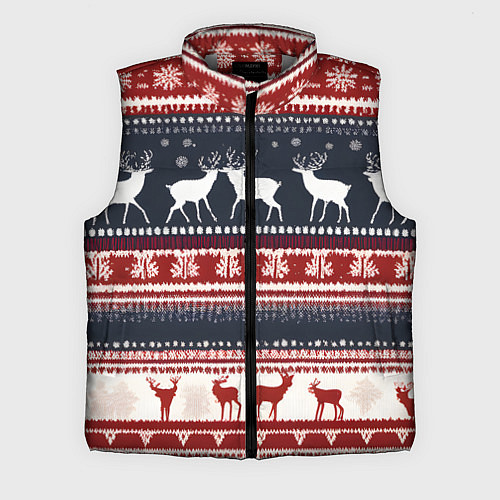 Мужской жилет Олени белые и красные свитер новогодний / 3D-Светло-серый – фото 1