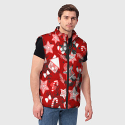 Мужской жилет Рождественские паттерны, цвет: 3D-черный — фото 2
