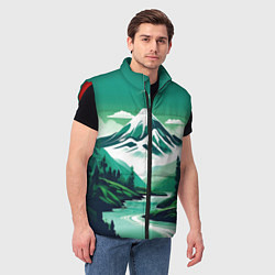 Мужской жилет Графический пейзаж Камчатки, цвет: 3D-красный — фото 2
