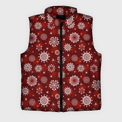 Мужской жилет Snowflakes on a red background / 3D-Красный – фото 1