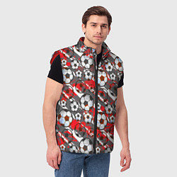 Мужской жилет Футбол паттерны, цвет: 3D-красный — фото 2