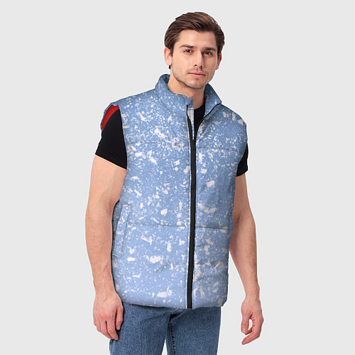 Мужской жилет Белые хлопья на голубом фоне / 3D-Красный – фото 3